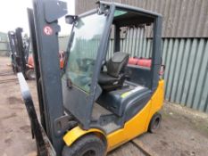 JUNGHEINRICH GAS POWERED FORKLIFT TRUCK WITH CONTAINER SPEC FREE LIFT MAST.