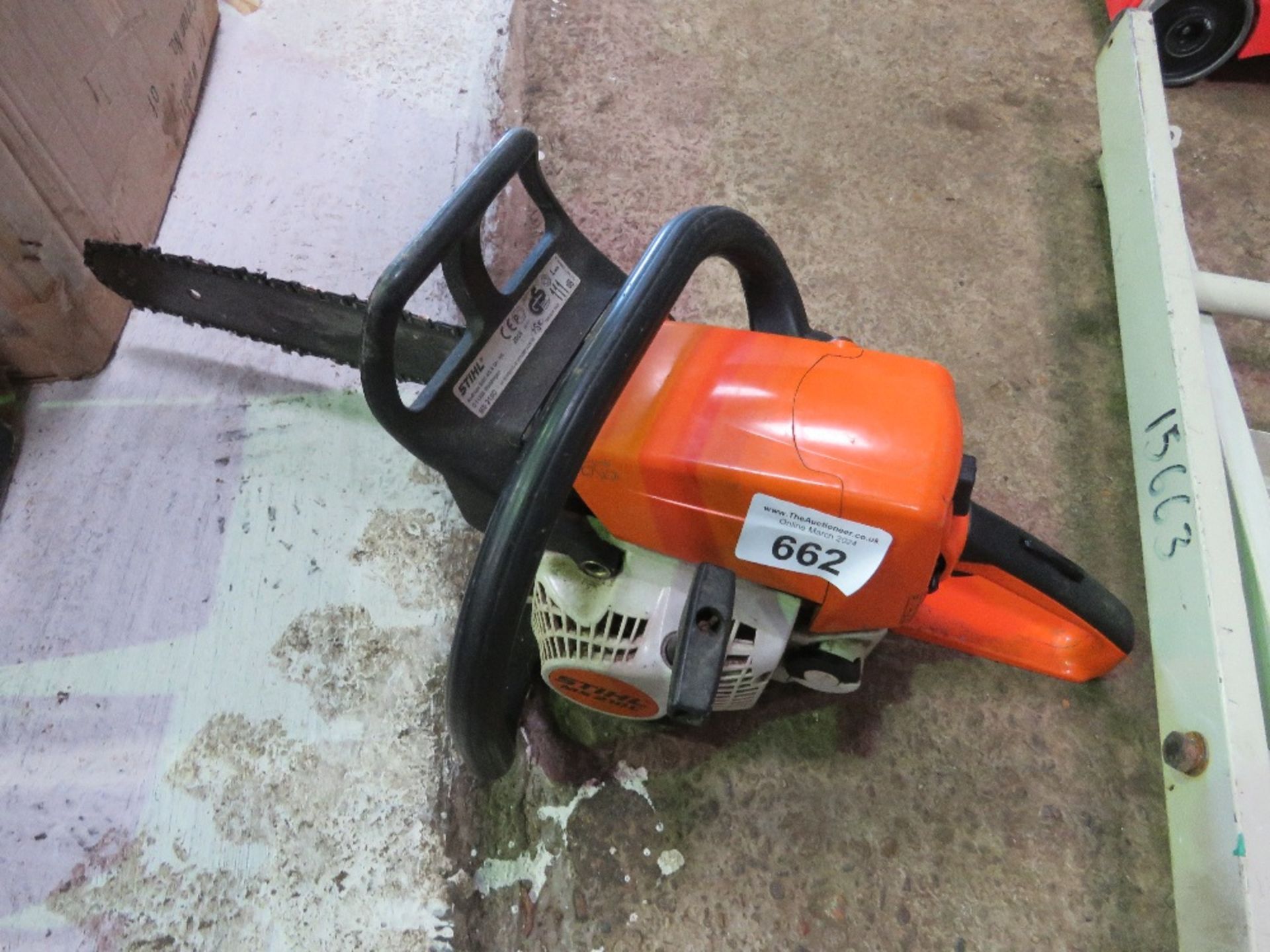 STIHL MS210C PETROL ENGINED CHAINSAW. THIS LOT IS SOLD UNDER THE AUCTIONEERS MARGIN SCHEME, THER