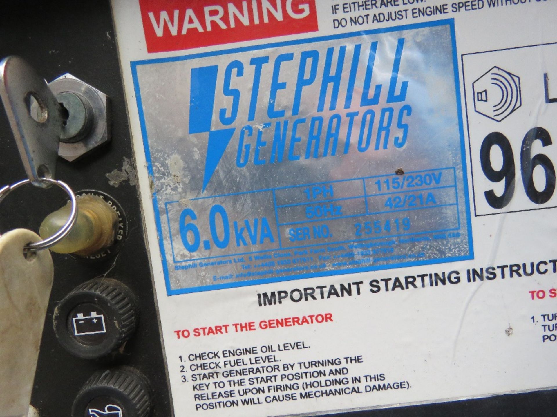 STEPHILL 6KVA BARROW GENERATOR. WHEN TESTED WAS SEEN TO RUN AND MAKE POWER.....THIS LOT IS SOLD UNDE - Bild 6 aus 6