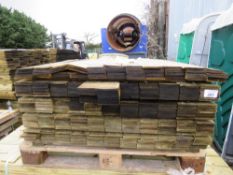PALLET OF HIT AND MISS TREATED TIMBER CLADDING BOARDS: 0.83M LENGTH X 100MM WIDTH APPROX.