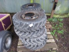 8NO WHEELS AND TYRES 8.25-16 SIZE ON 6 STUD RIMS. PREVIOUSLY USED ON WHEELED EXCAVATOR. THIS LOT