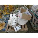 PALLET CONTAINING LATEX ADDITIVES PLUS A STILLAGE OF ASSORTED BUILDING SUNDRIES ETC. THIS LOT I