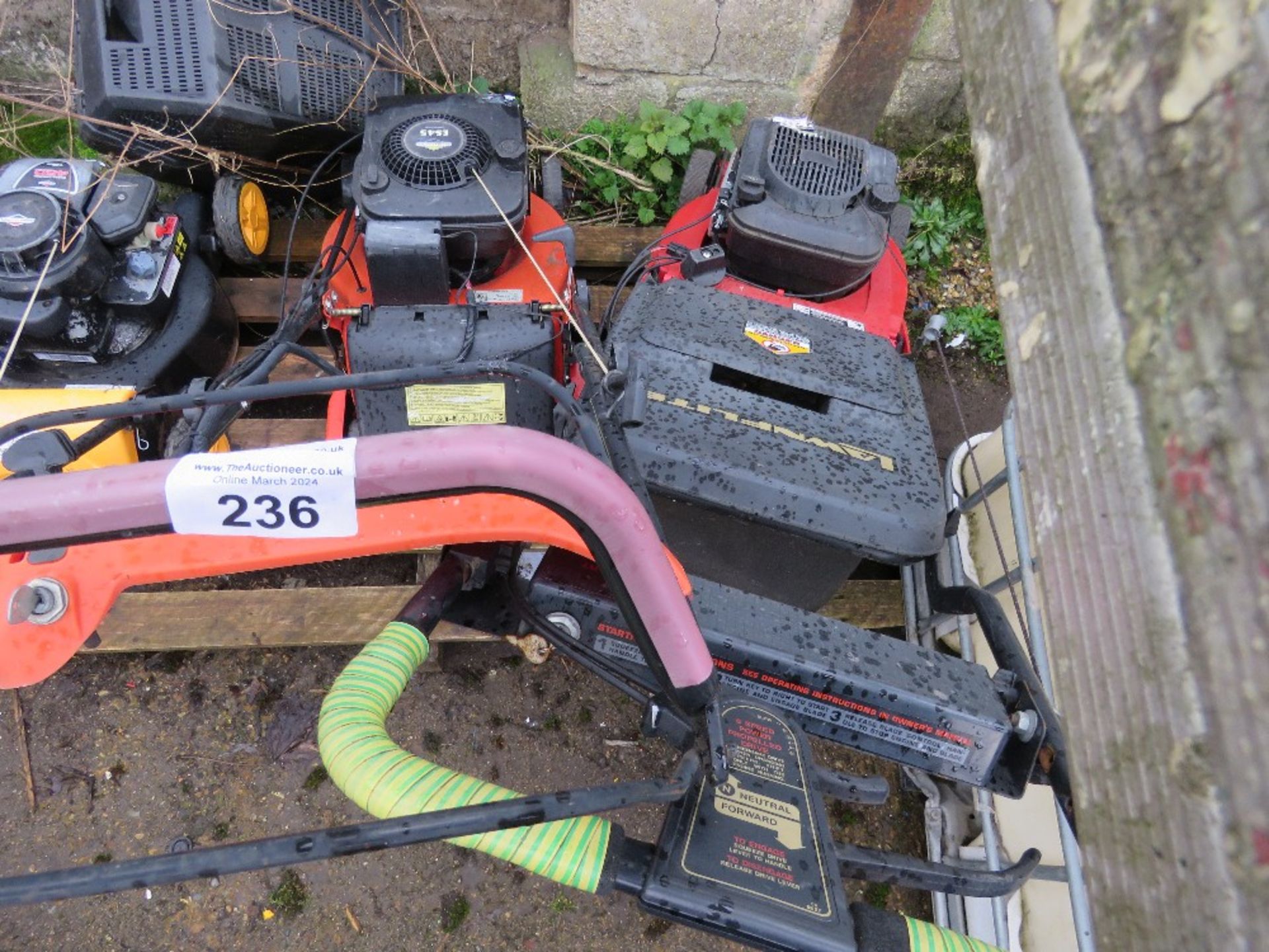 PALLET CONTAINING 4 NO ASSORTED LAWNMOWERS. THIS LOT IS SOLD UNDER THE AUCTIONEERS MARGIN SCHEM - Image 3 of 3