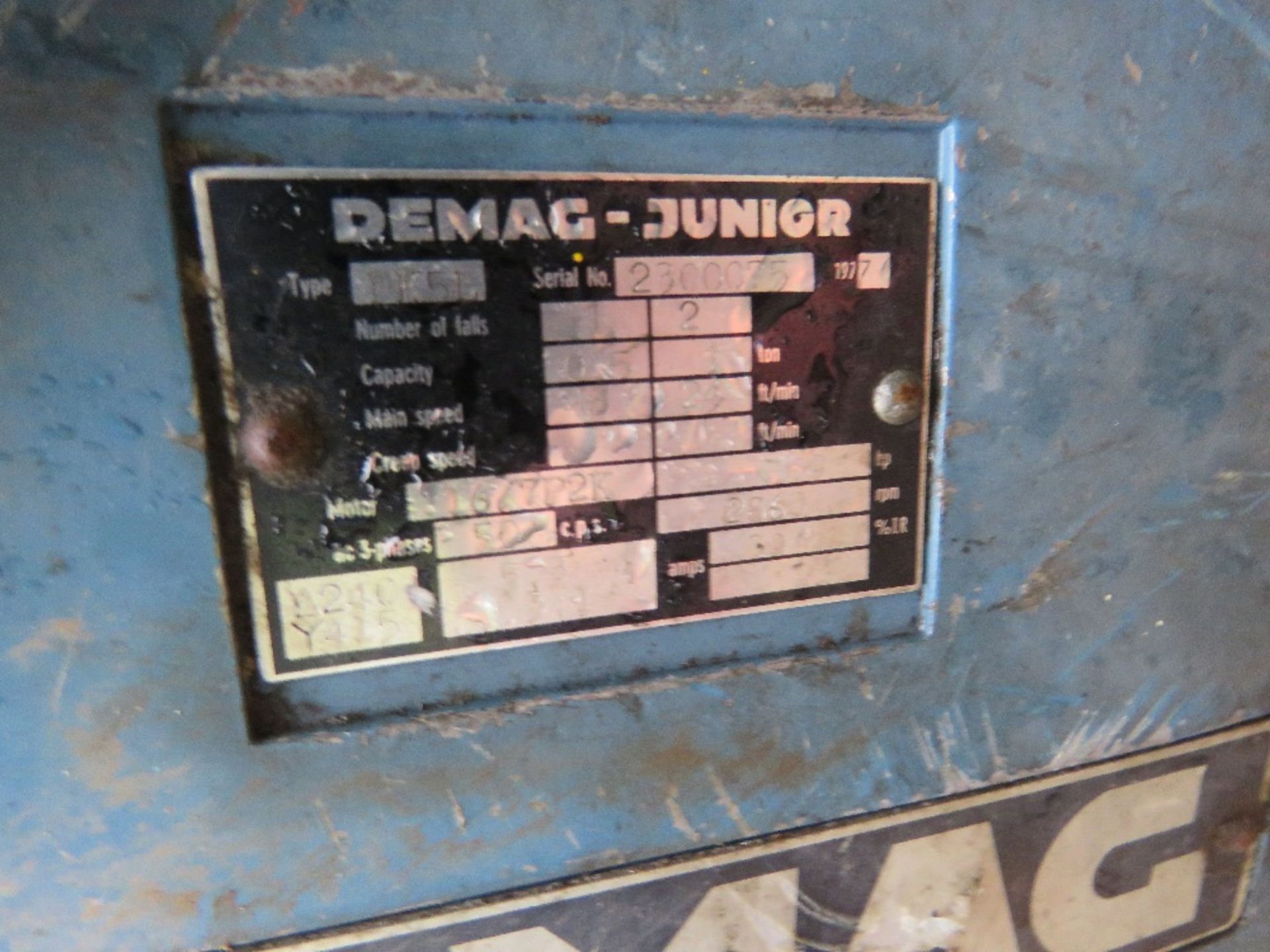 2NO DEMAG ELECTRIC CHAIN HOISTS WITH REMOTE CONTROL LEAD. - Image 4 of 4