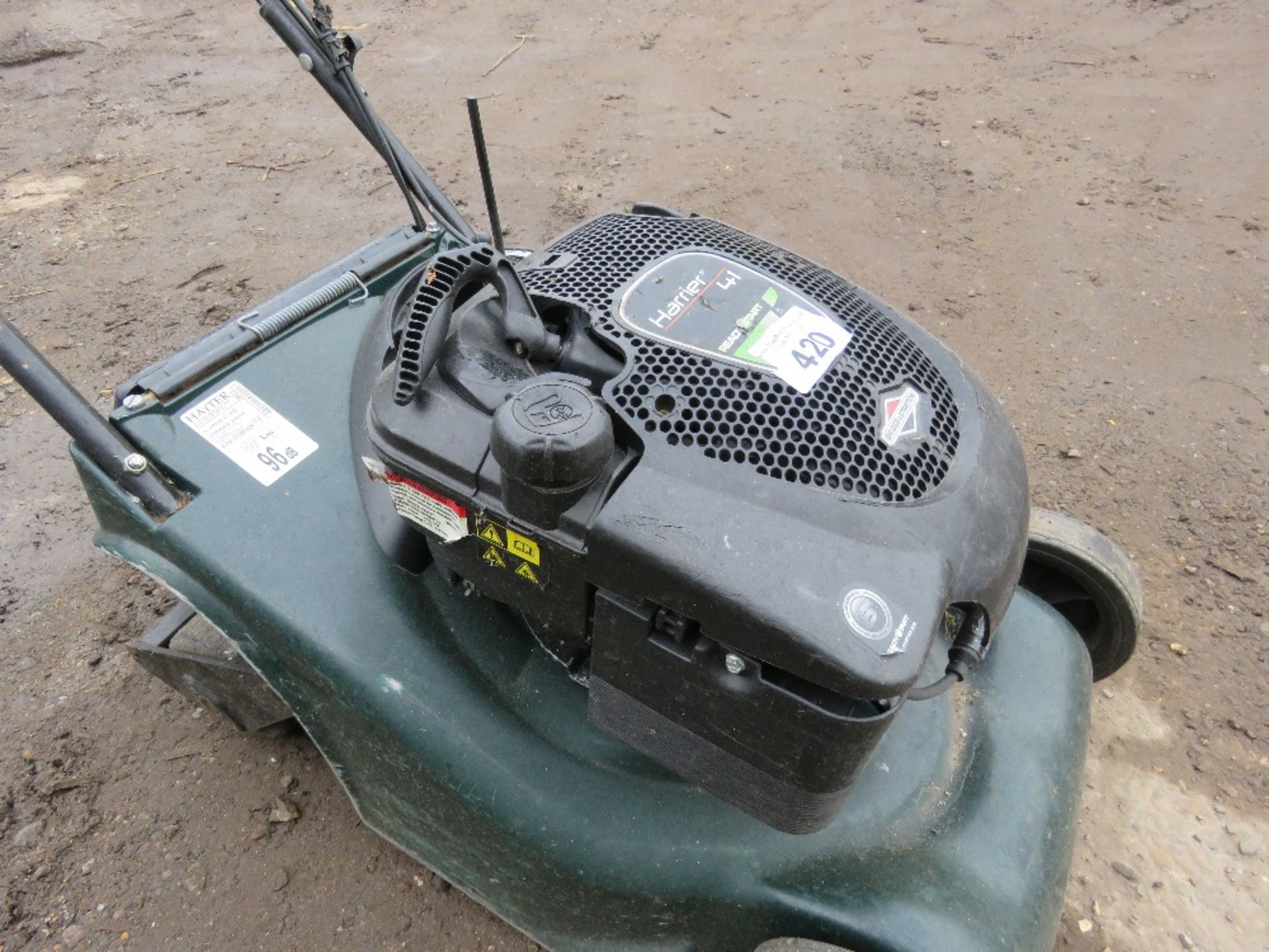 HAYTER HARRIER 41 PETROL ENGINE ROLLER MOWER, NO COLLECTOR.....THIS LOT IS SOLD UNDER THE AUCTIONEER - Image 3 of 4