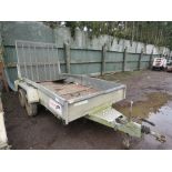 INDESPENSION CHALLENGER TWIN AXLED PLANT TRAILER 2 TONNE RTAED WITH FULL WIDTH REAR RAMP. 12FT BED L