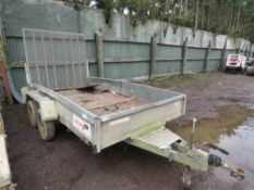 INDESPENSION CHALLENGER TWIN AXLED PLANT TRAILER 2 TONNE RTAED WITH FULL WIDTH REAR RAMP. 12FT BED L