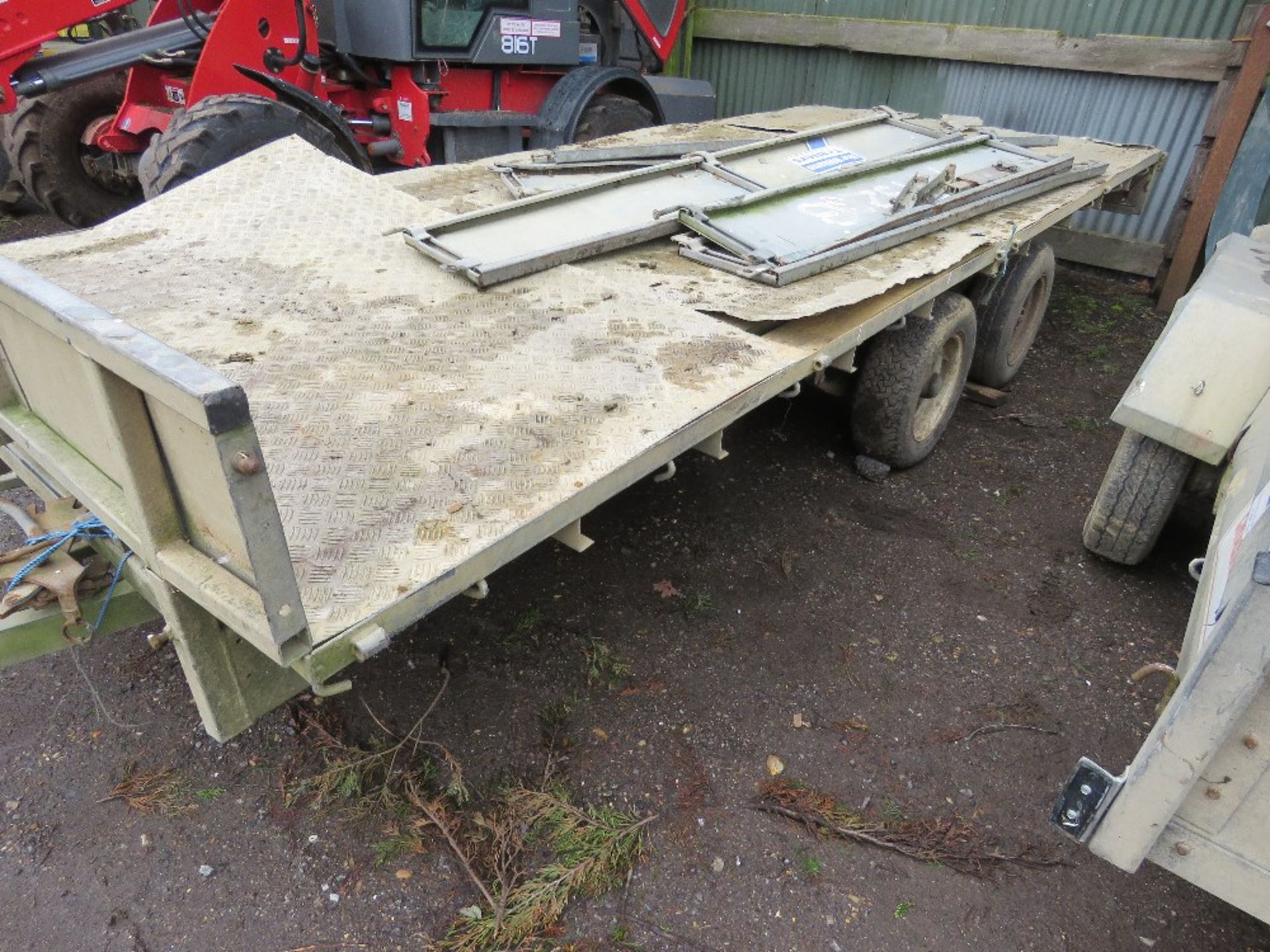 IFOR WILLIAMS TWIN AXLED LM166G FLAT BED PLANT TRAILER. SOURCED FROM FARM CLOSURE / LIQUIDATION. - Image 4 of 7