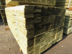 LARGE PACK OF TREATED FEATHER EDGE TIMBER CLADDING BOARDS 1.8M LENGTH X 100MM WIDTH APPROX.