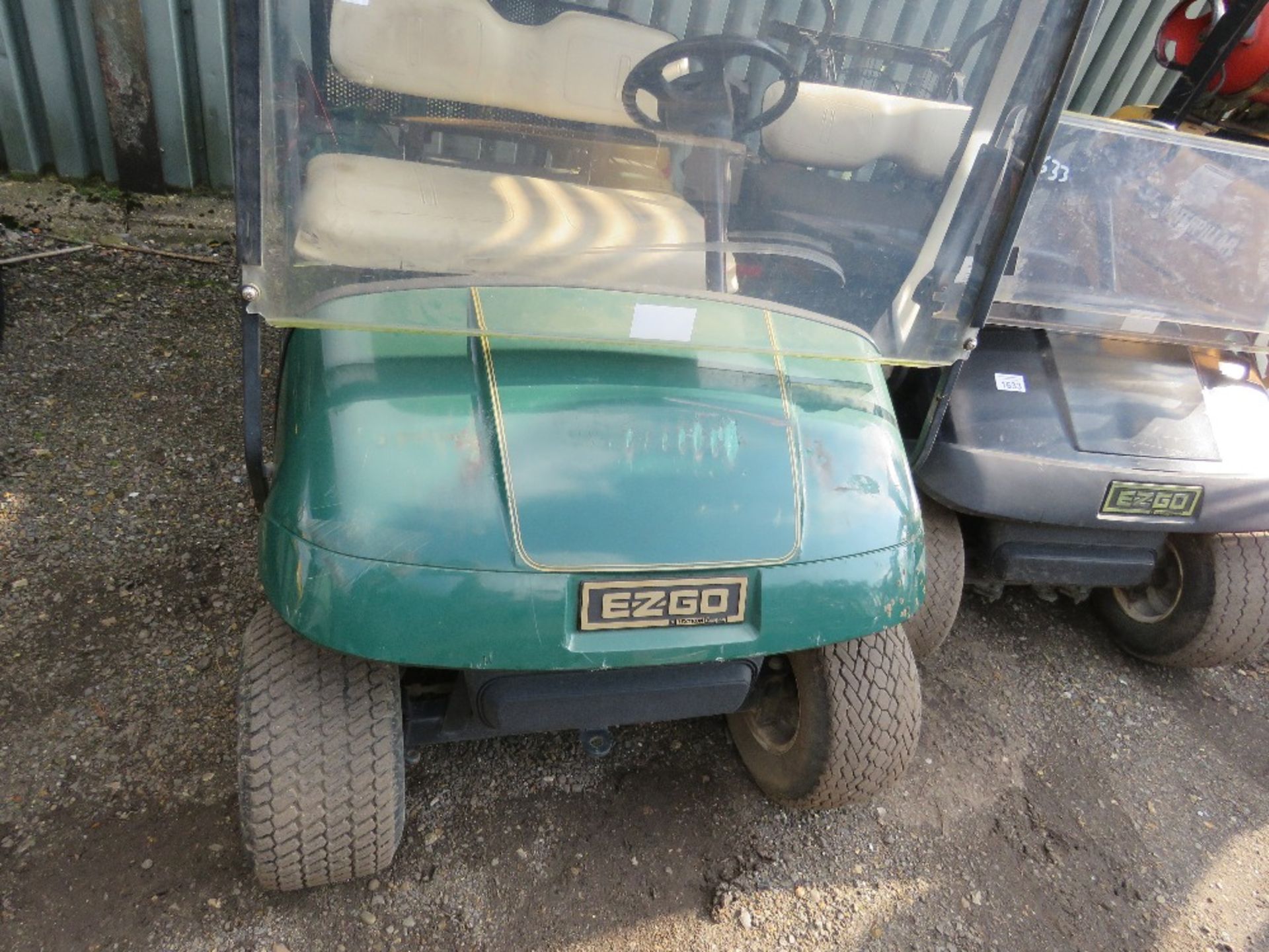 EZGO PETROL ENGINED GOLF BUGGY. GREEN COLOURED. WHEN TESTED WAS SEEN TO RUN, DRIVE, STEER AND BRAKE - Image 2 of 6