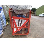 STILLAGE CONTAINING ROAD SIGNS PLUS POLYSTYRENE INSERTS. SOURCED FROM COMPANY LIQUIDATION.