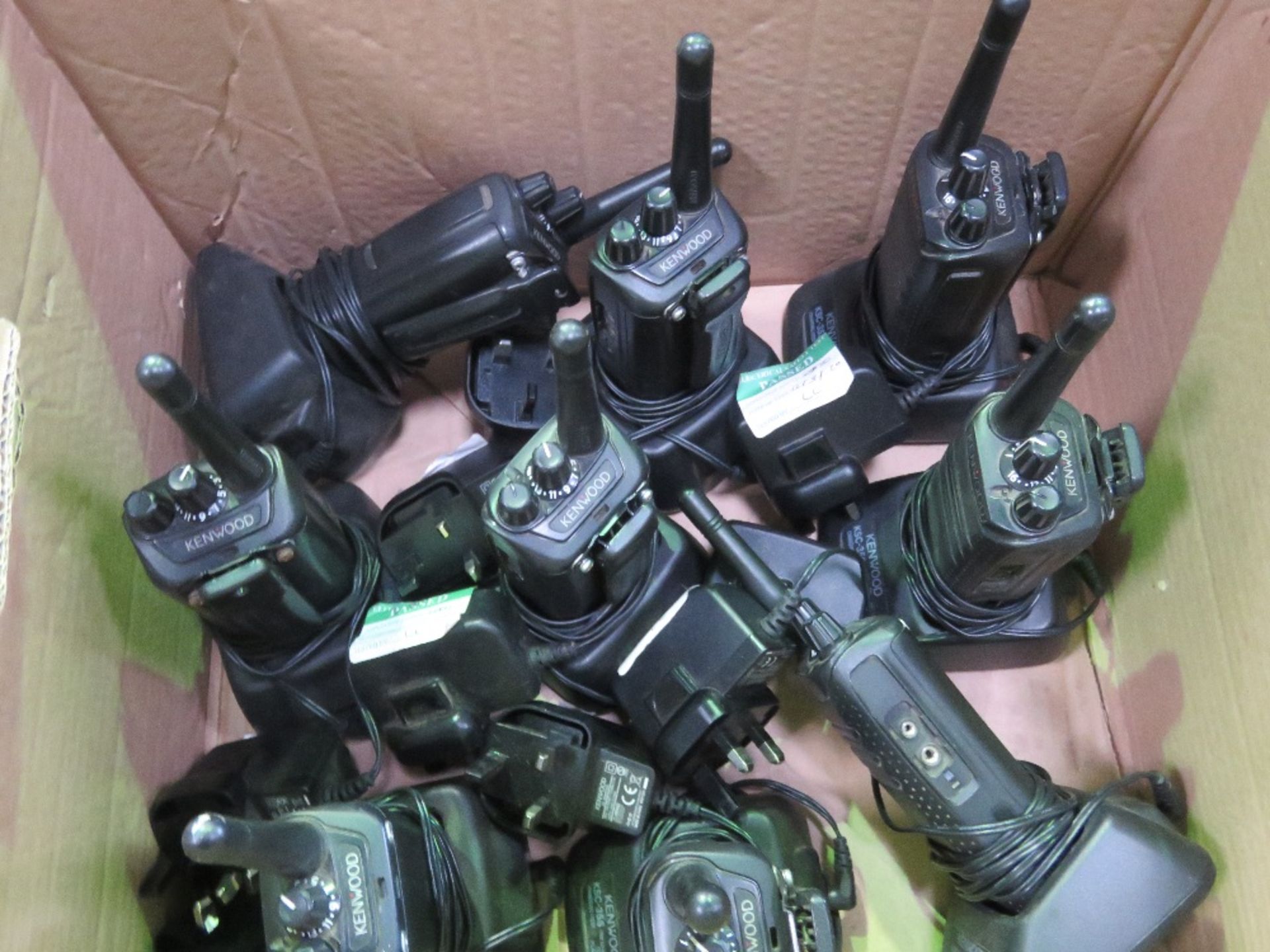 9NO KENWOOD WALKIE TALKIE RADIOS WITH CHARGERS. DIRECT FROM SITE CLOSURE. WORKING WHEN REMOVED. T