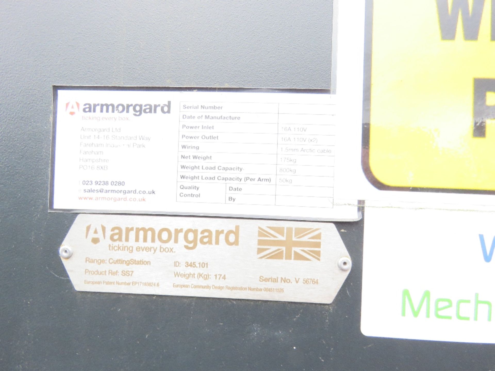 ARMORGARD CUTTING STATION WHEELED CABINET, NO KEY. SOURCED FROM COMPANY LIQUIDATION. - Image 5 of 5