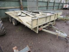 IFOR WILLIAMS TWIN AXLED LM166G FLAT BED PLANT TRAILER. SOURCED FROM FARM CLOSURE / LIQUIDATION.