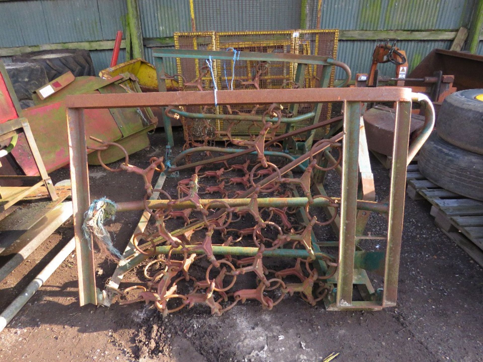 FOLDING FRASS HARROW SET, TRACTOR MOUNTED, 12FT WIDTH APPROX. - Image 2 of 6