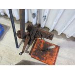 ASSORTED DECORATIVE IRON WORK / WROUGHT IRON WORK BENDERS AND JIGS.