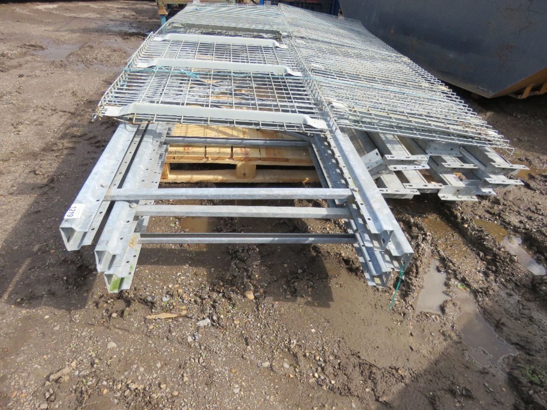 QUANTITY OF HEAVY DUTY GALVANISED PALLET RACKING. 4NO UPRIGHTS @ 12-13FT HEIGHT 0.9M WIDTH WITH BEAM - Image 2 of 7