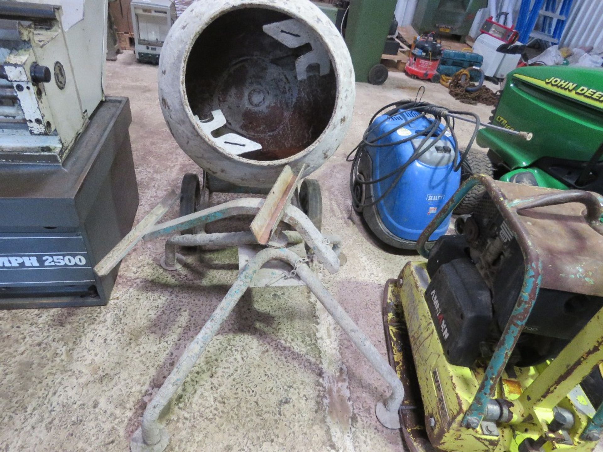 CEMENT MIXER WITH STAND, 240VOLT POWERED.....THIS LOT IS SOLD UNDER THE AUCTIONEERS MARGIN SCHEME, T - Image 2 of 4