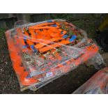PALLET CONTAINING 50NO LITTLE USED HEAVY DUTY RATCHET STRAPS, 5 TONNE RATED.6.5METRE LENGTH....THIS