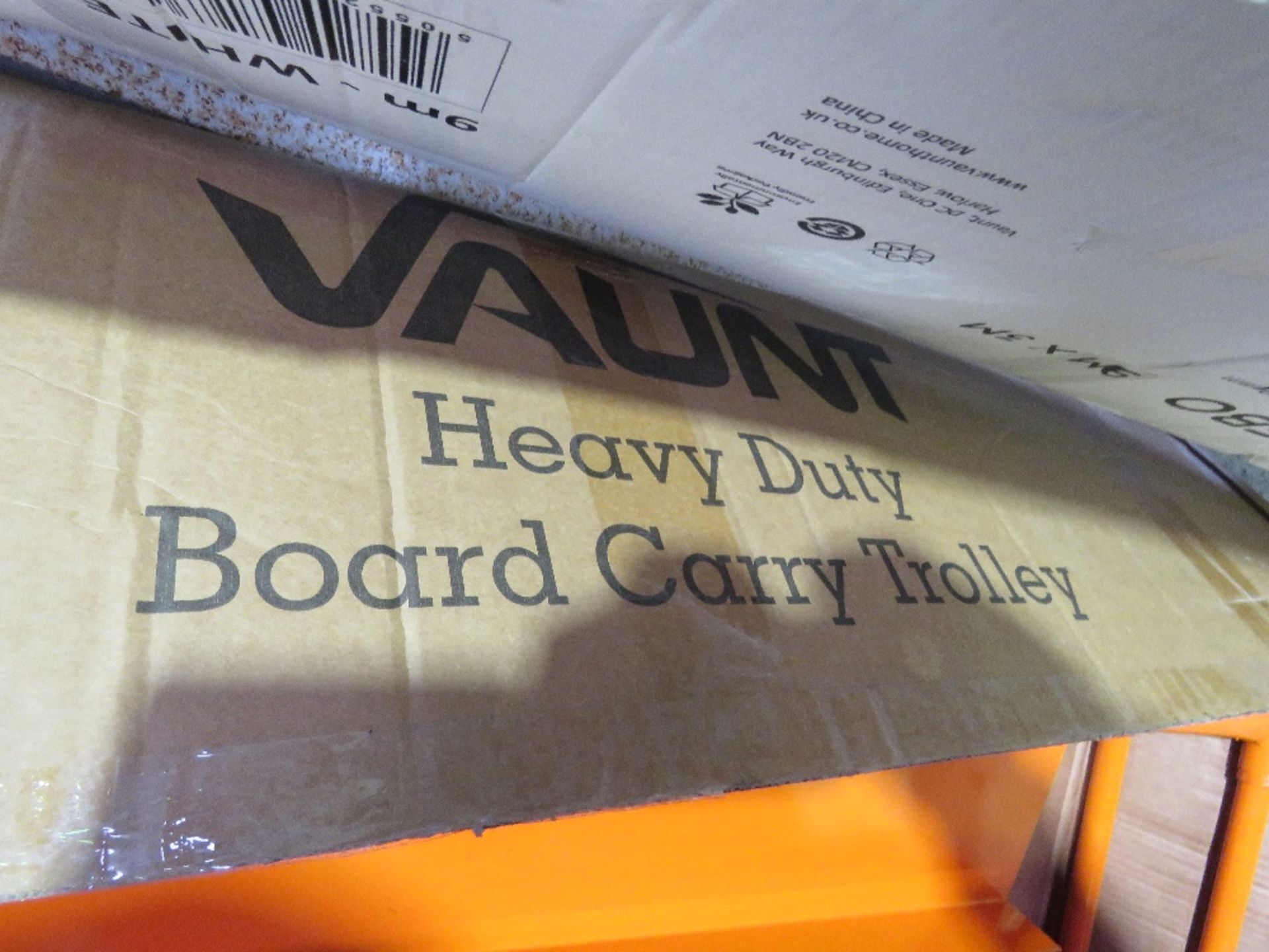 HEAVY DUTY BOARD CARRYING TROLLEY IN A BOX, CONDITION UNKNOWN. - Image 4 of 4