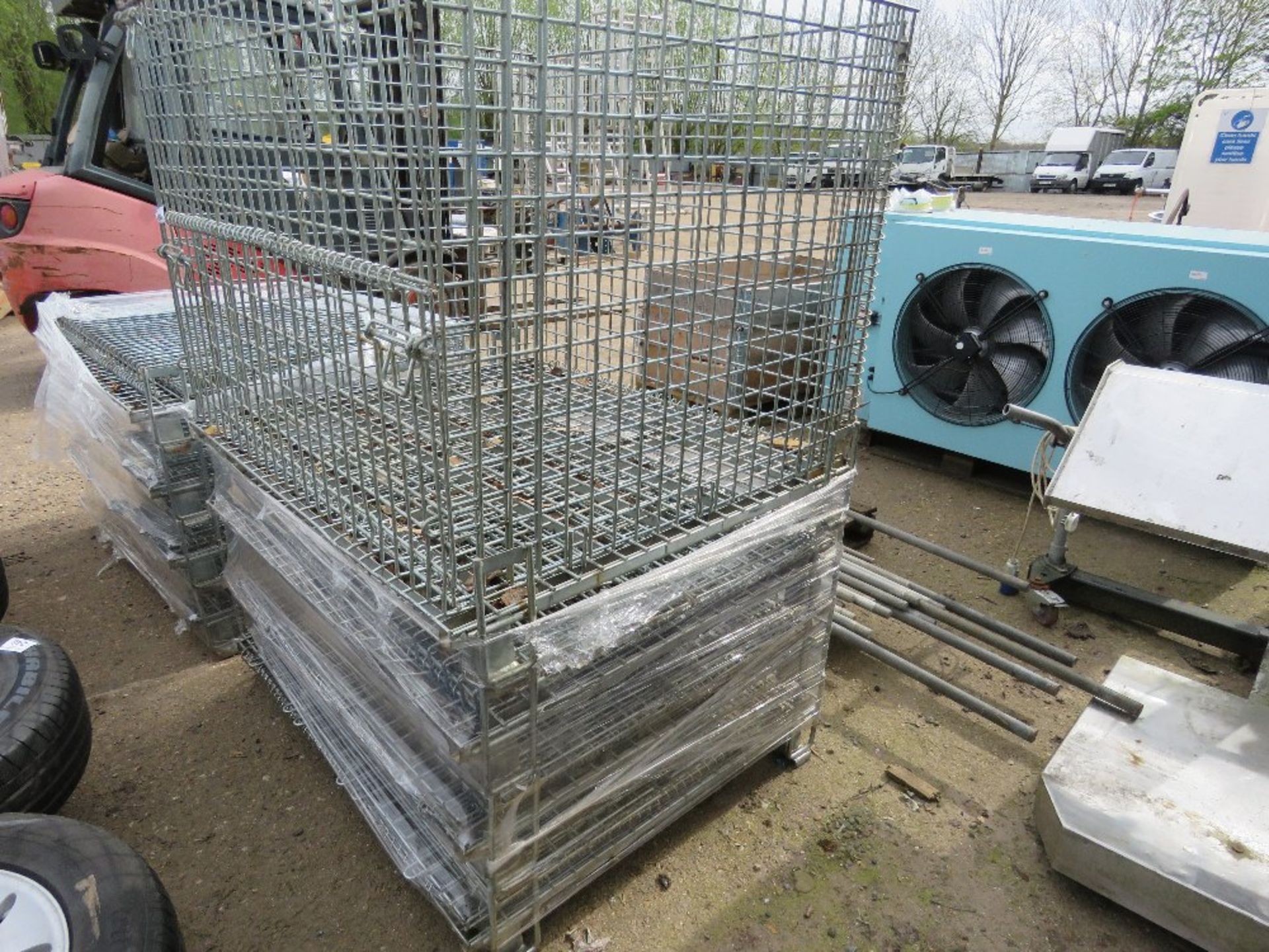 4NO FOLDING MESH SIDED METAL STILLAGES, 1CUBIC METRE CAPACITY. - Image 2 of 3