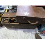 2 X WOODEN BOXES OF OLD CARPENTER'S TOOLS ETC.