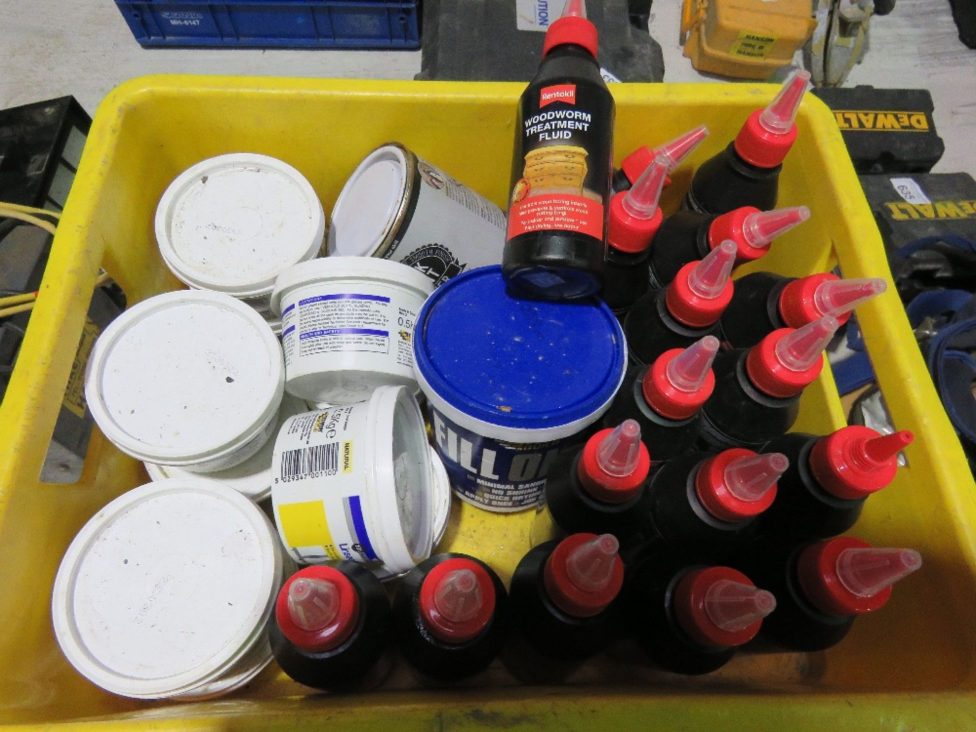 3 X BOXES CONTAINING WOODWORM TREATMENT, MASTIC ETC.....THIS LOT IS SOLD UNDER THE AUCTIONEERS MARGI - Image 2 of 5