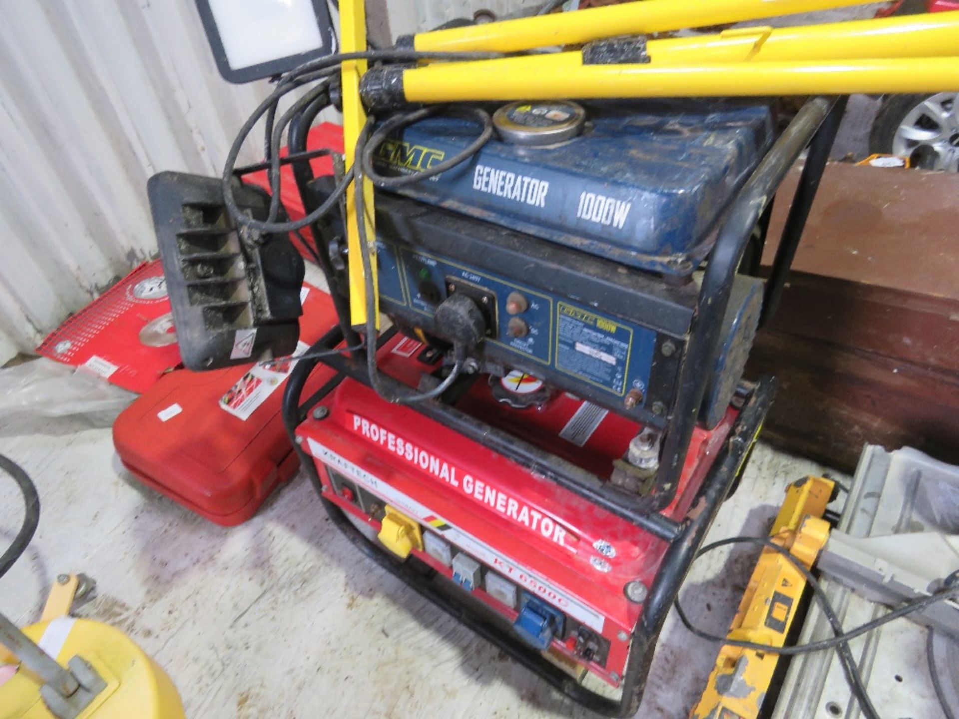 2 X PETROL ENGINED GENERATORS PLUS A WORK LIGHT.