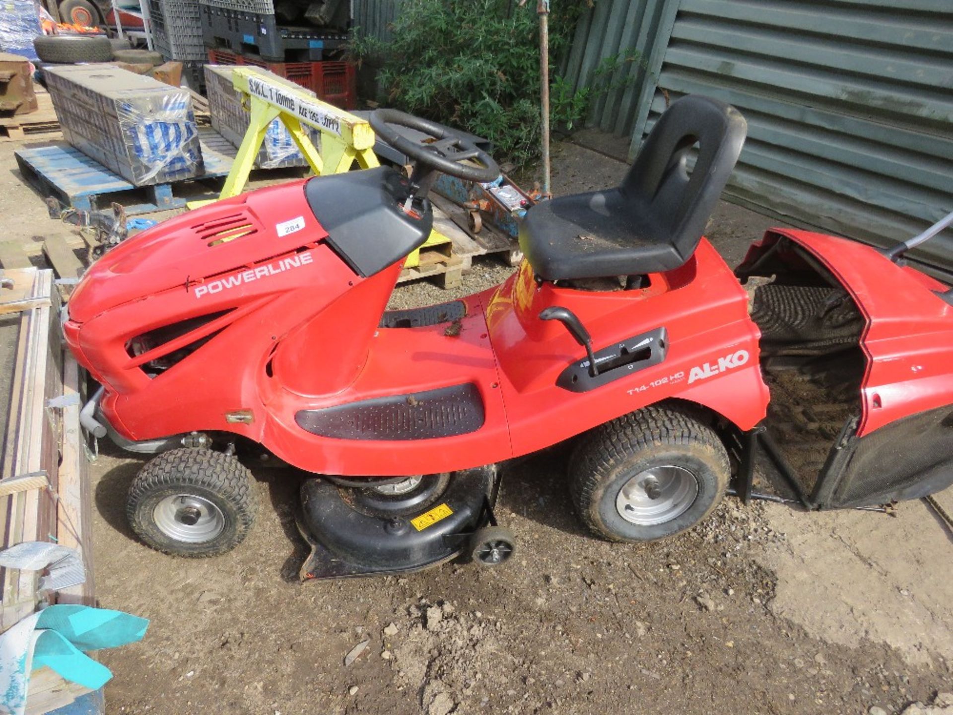 ALKO POWERLINE RIDE ON MOWER WITH COLLECTOR.....THIS LOT IS SOLD UNDER THE AUCTIONEERS MARGIN SCHEME
