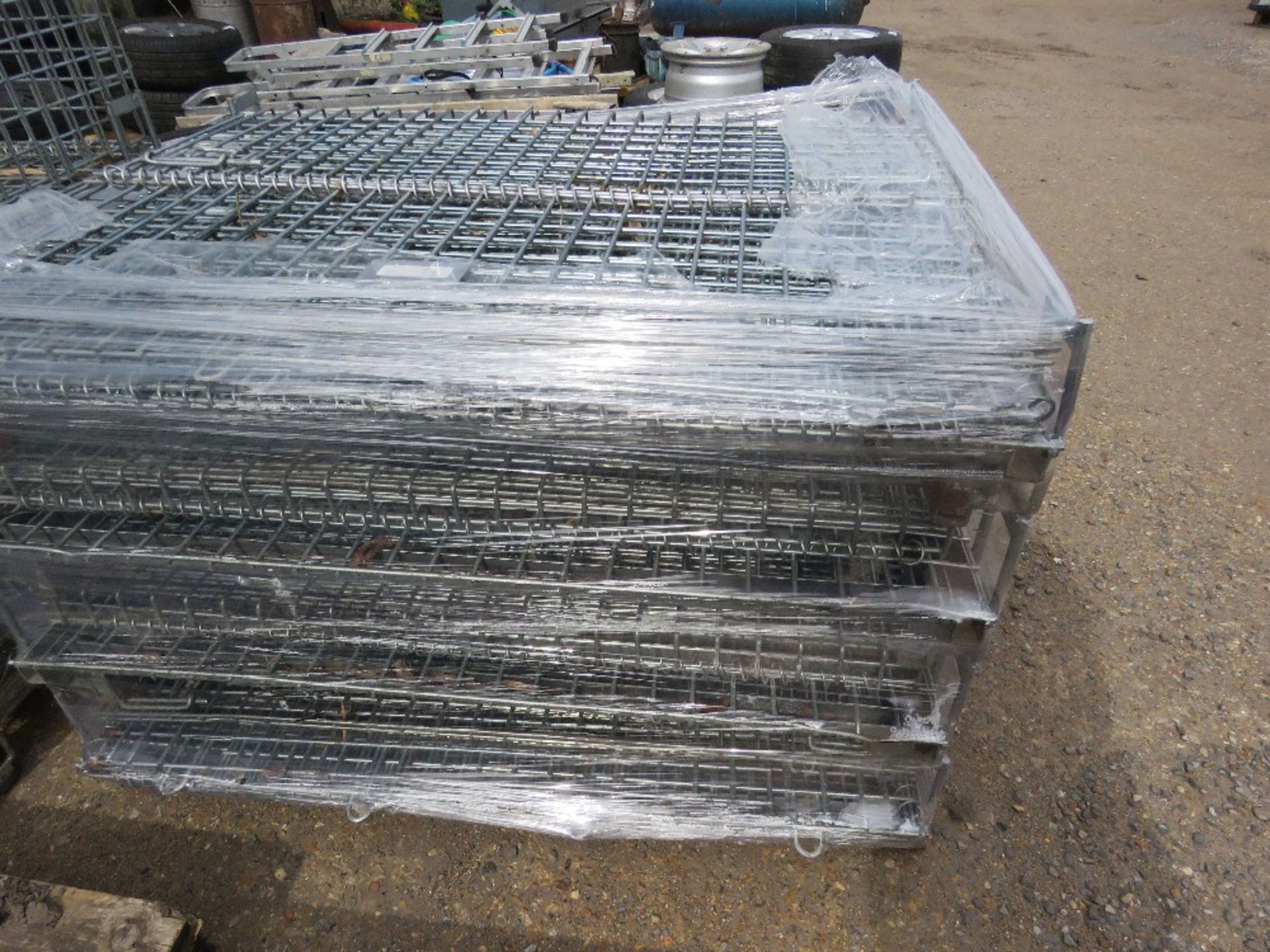 4NO FOLDING MESH SIDED METAL STILLAGES, 1CUBIC METRE CAPACITY. - Image 2 of 4