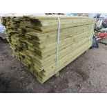 LARGE PACK OF TREATED FEATHER EDGE FENCE CLADDING TIMBER BOARDS. 1.65M LENGTH X 100MM WIDTH APPROX.