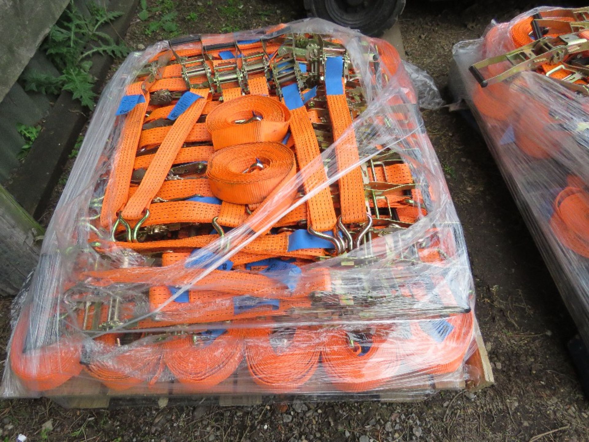 PALLET CONTAINING 50NO LITTLE USED HEAVY DUTY RATCHET STRAPS, 5 TONNE RATED.6.5METRE LENGTH....THIS - Image 2 of 3