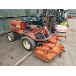 KUBOTA F2400B RIDE ON ROTARY MOWER, 4WD. WHEN TESTED WAS SEEN TO RUN, DRIVE AND MOWER ENGAGED...SEE