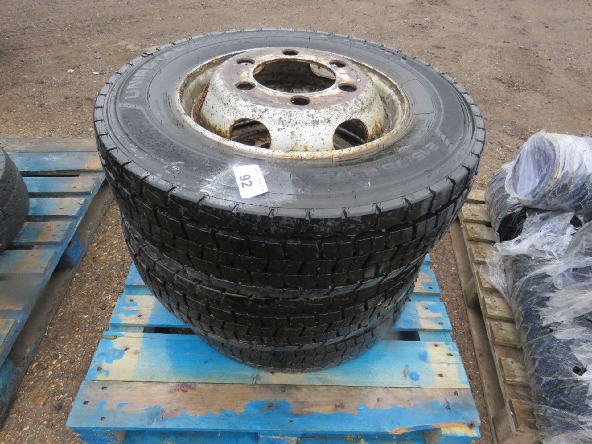 3 X 6 STUD LORRY WHEELS & TYRES 215/75-R17.5.