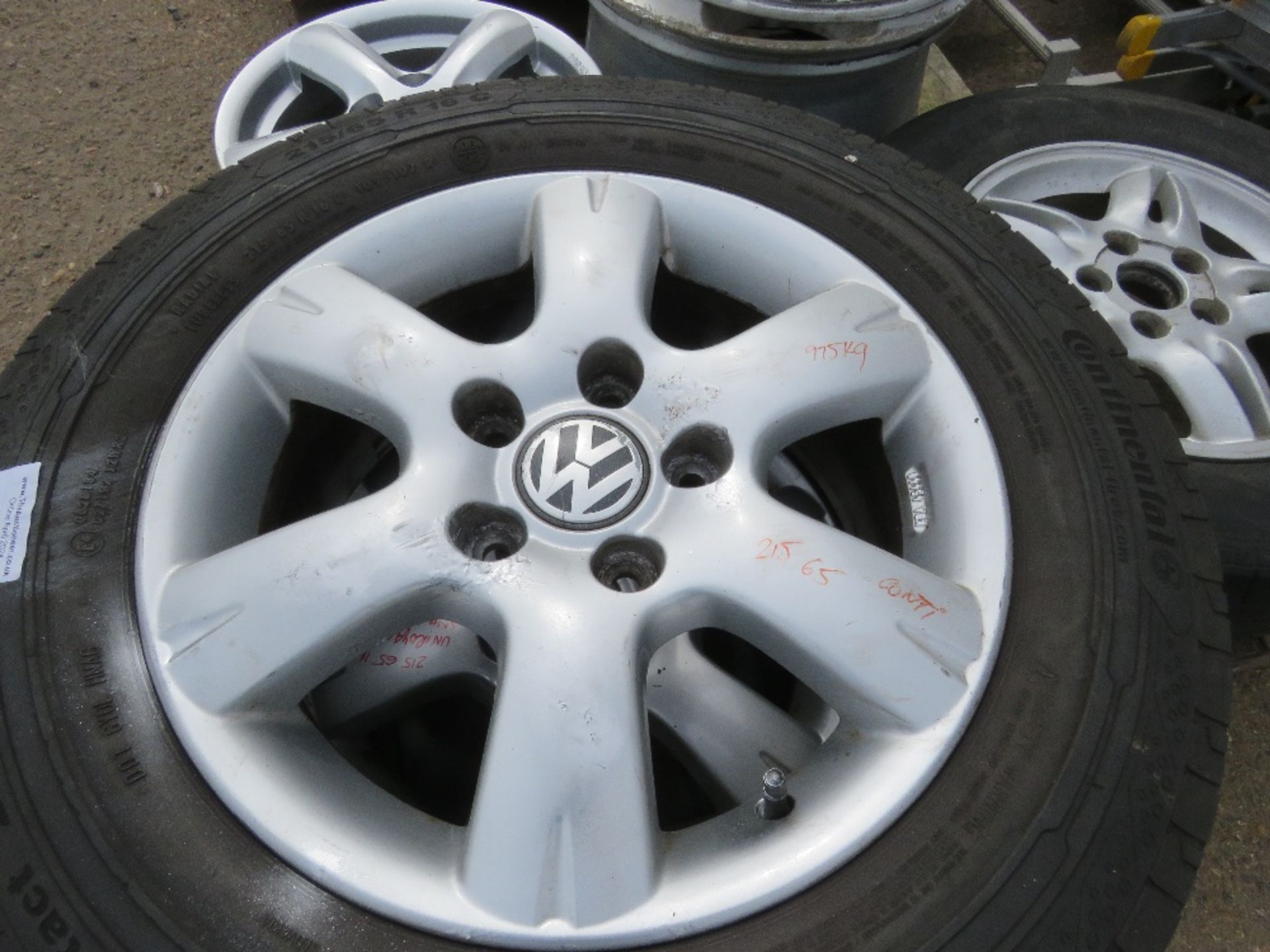 3NO VW ALLOY WHEELS AND TYRES PLUS 3NO RIMS. - Image 2 of 6