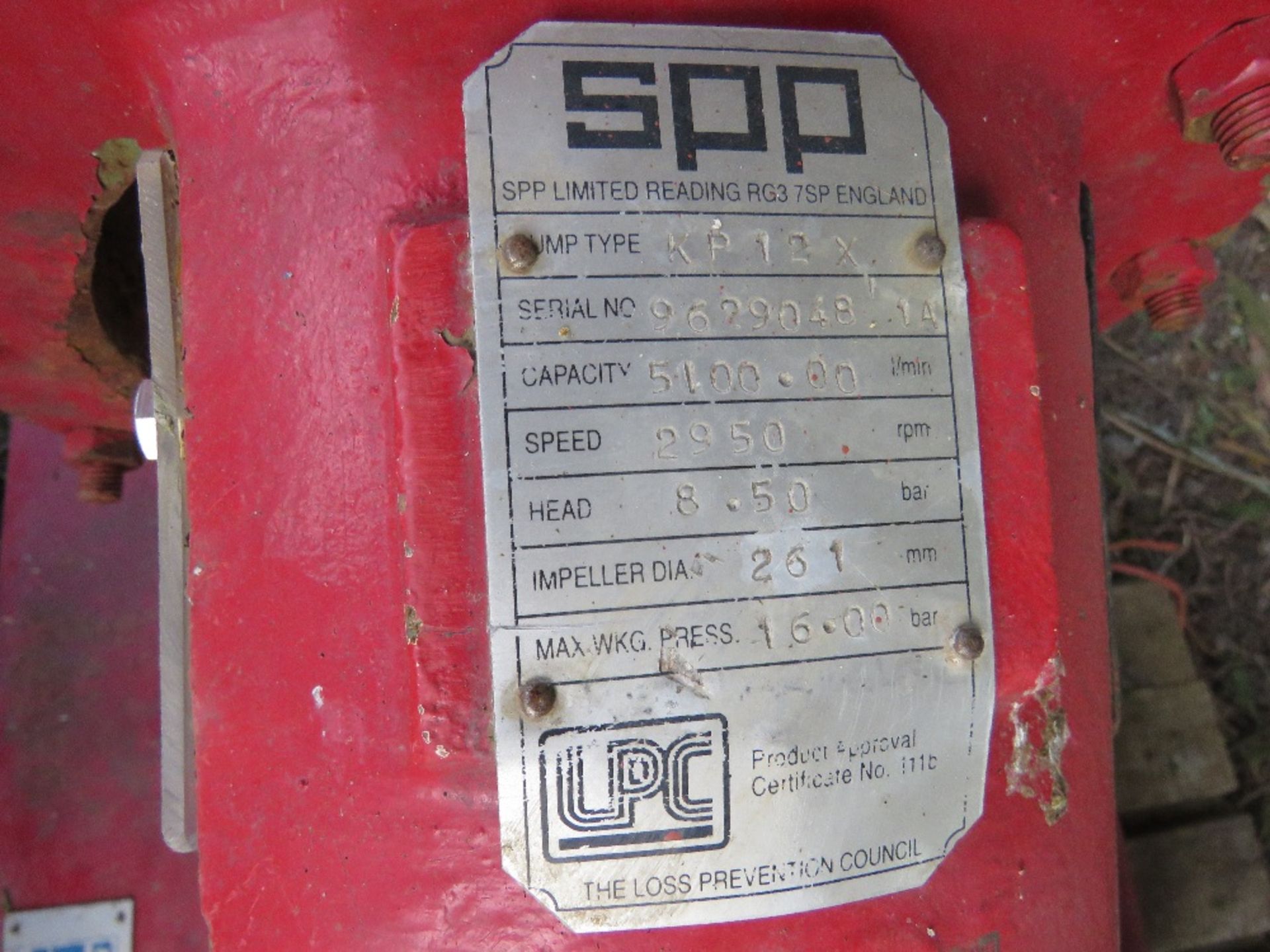 STERLING 3 PHASE POWERED FIRE PUMP. POWERED BY BROOK HANSEN 132KW MOTOR.....THIS LOT IS SOLD UNDER T - Image 7 of 7