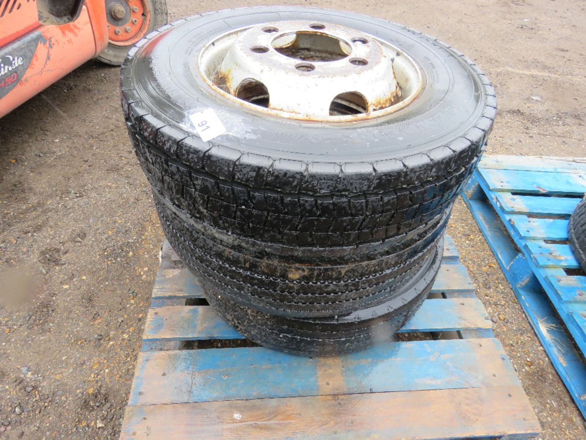 3 X 6 STUD LORRY WHEELS & TYRES 215/75-R17.5.