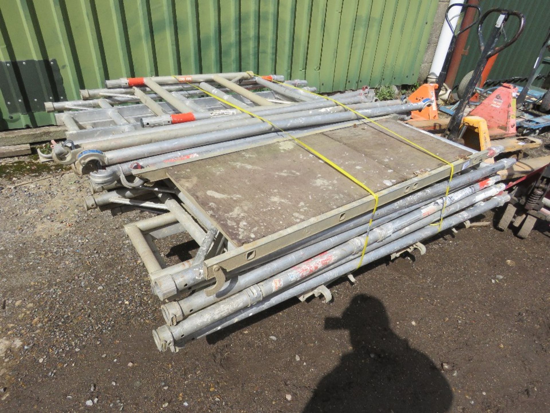 QUANTITY OF SINGLE WIDTH ALUMINIUM SCAFFOLD TOWER FRAMES, BOARD AND POLES AS SHOWN.....THIS LOT IS S - Image 2 of 6