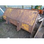 LARGE LOADING SHOVEL BUCKET, 8FT WIDTH APPROX, CONE AND PIN TYPE BRACKETS FITTED.