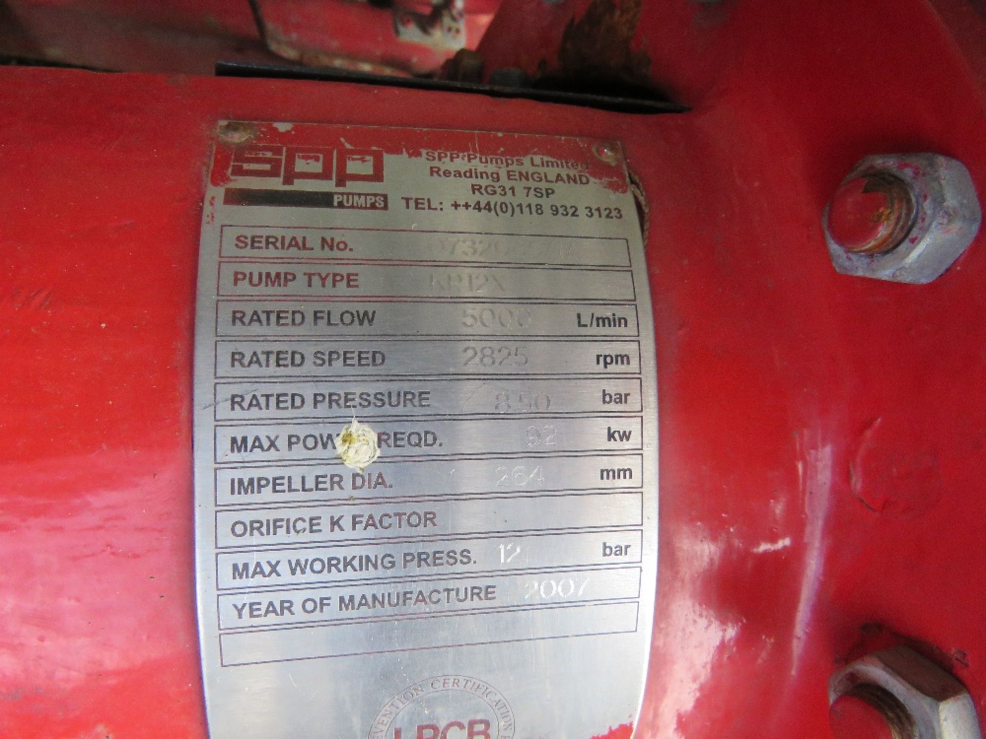 STERLING SPP FIRE PUMP, JOHN DEERE 4 CYLINDER ENGINE POWERED. LOW HOURS/STANDBY ONLY.....THIS LOT IS - Image 9 of 13