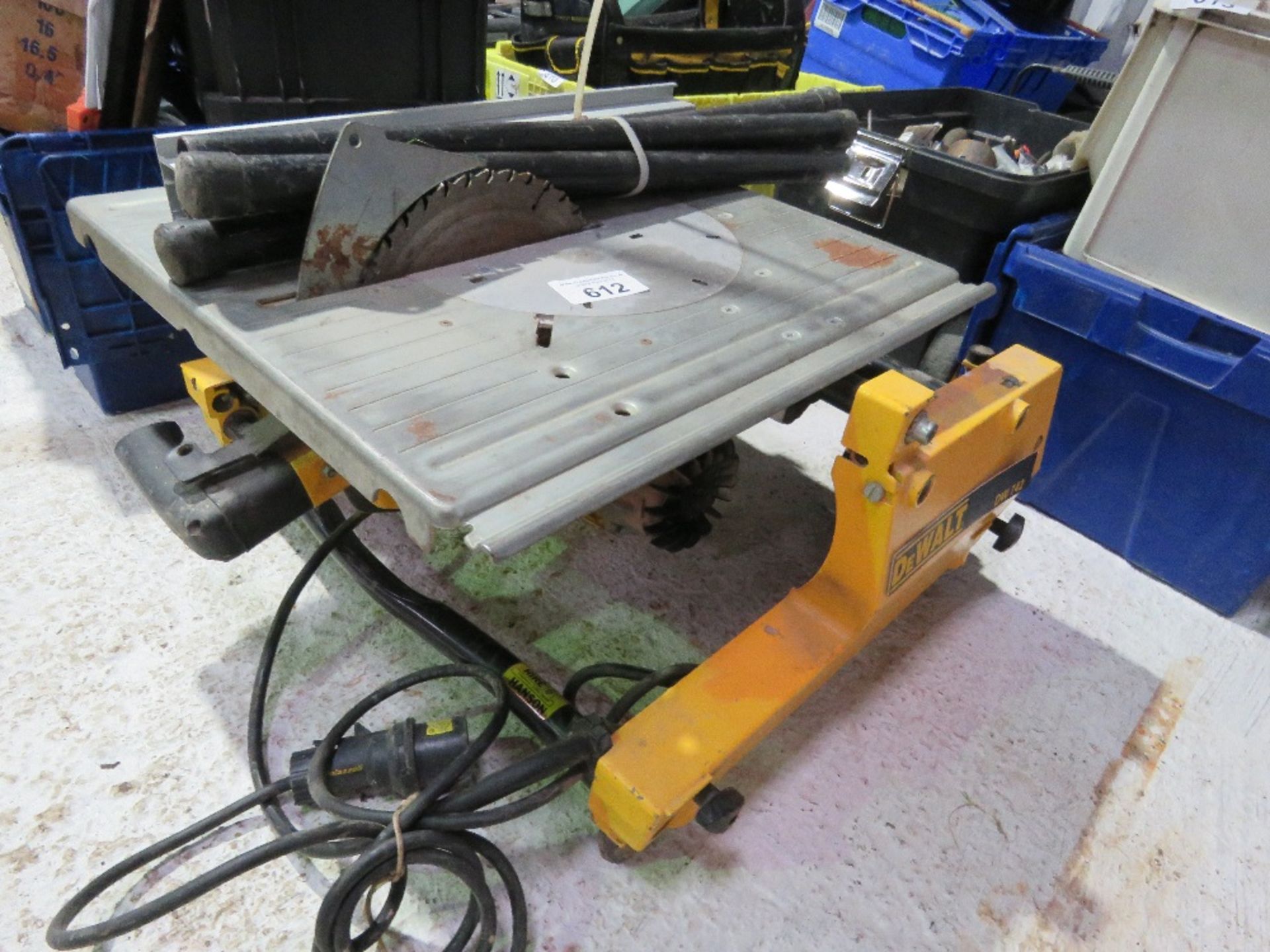 DEWALT 110VOLT SAW TABLE WITH LEGS.....THIS LOT IS SOLD UNDER THE AUCTIONEERS MARGIN SCHEME, THEREFO