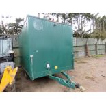 SINGLE AXLE TOWED WELFARE TRAILER 12FT LENGTH APPROX WITH CANTEEN AND TOILET. SUPPLIED WITH KEY. DIR