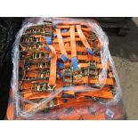 PALLET CONTAINING 50NO LITTLE USED HEAVY DUTY RATCHET STRAPS, 5 TONNE RATED 6.5M LENGTH.....THIS LOT