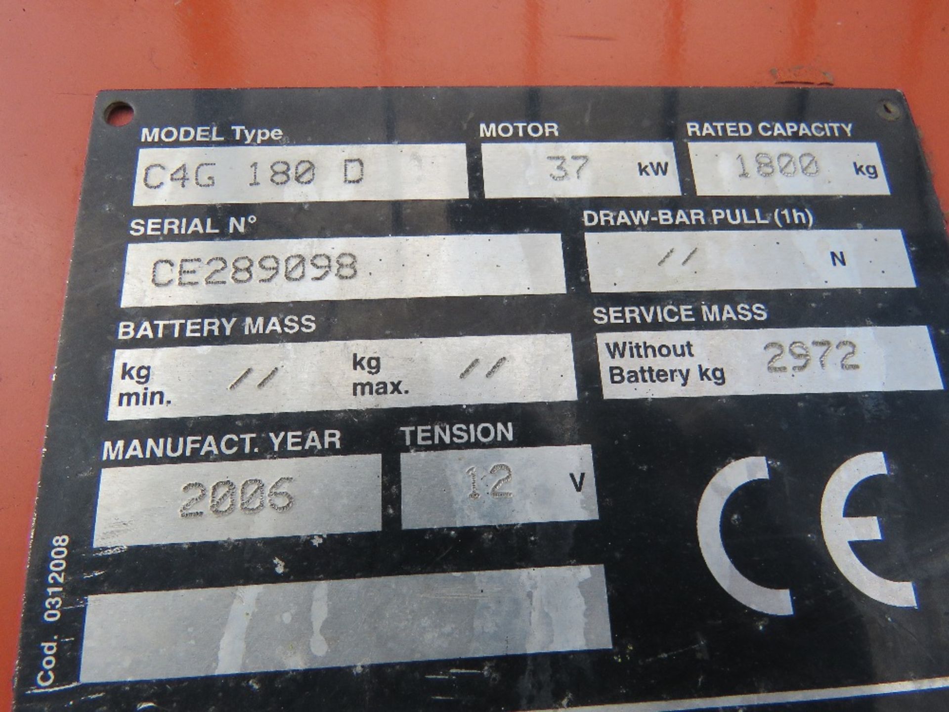 BT CARGO GAS POWERED FORKLIFT TRUCK, 3 TONNE RATED CAPACITY APPROX. 5154 REC HRS. SN:CE289098. - Image 11 of 14