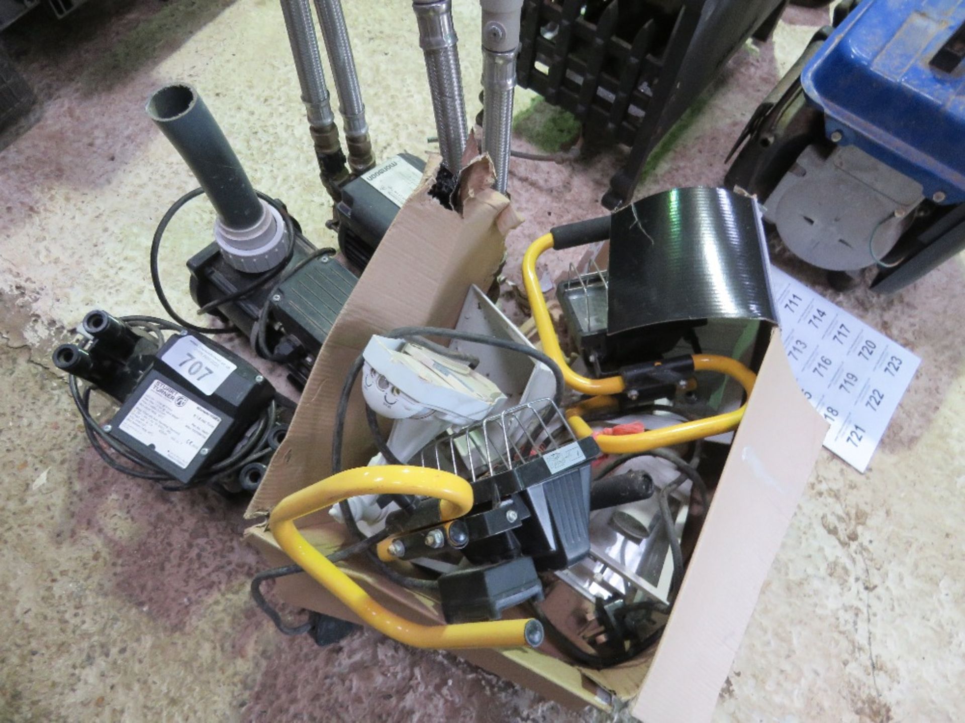 3 X WATER / SHOWER PUMPS PLUS LIGHTS.......THIS LOT IS SOLD UNDER THE AUCTIONEERS MARGIN SCHEME, THE