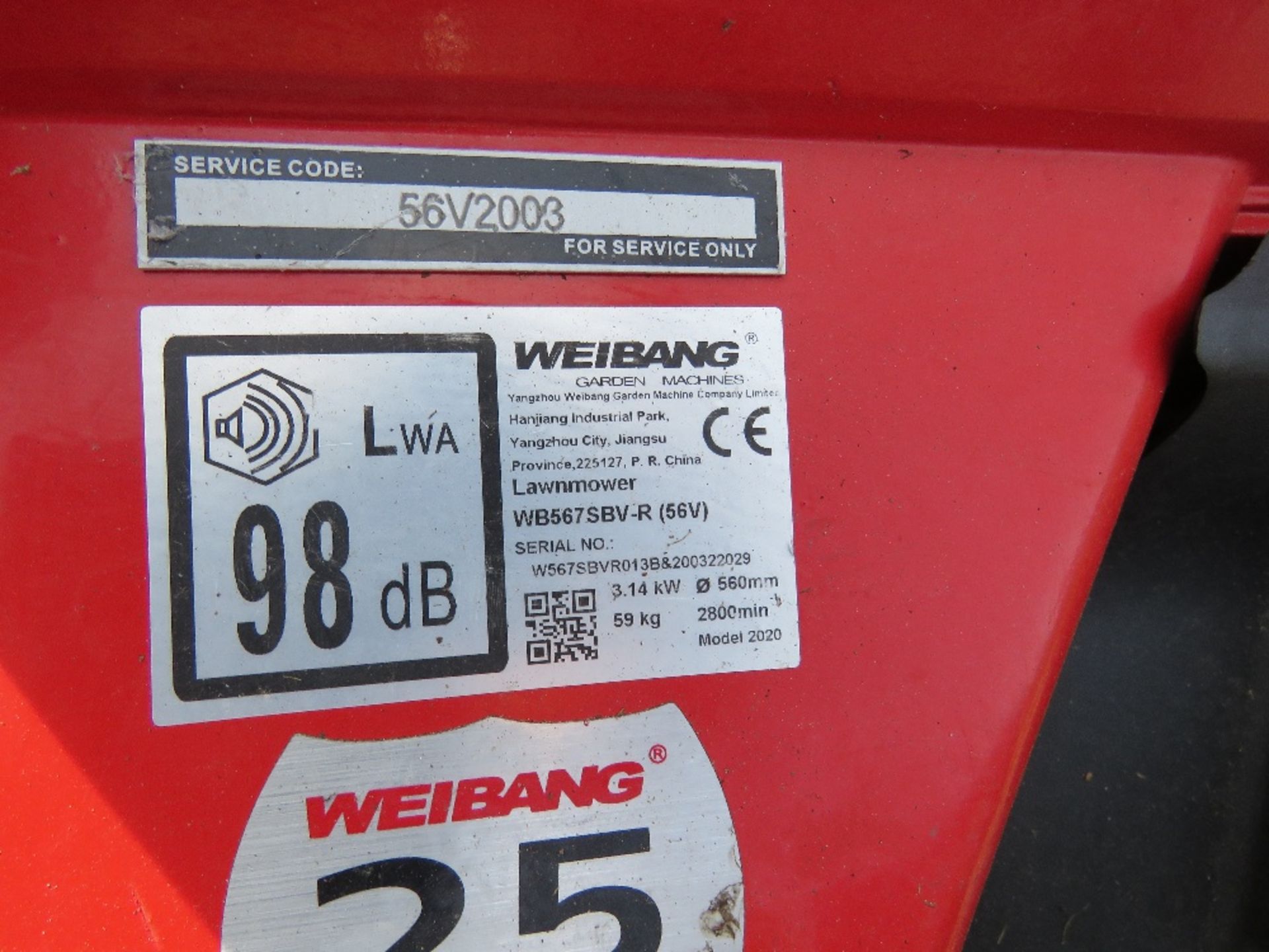 WEIBANG LEGACY 56V ROLLER MOWER, YEAR 2020 WITH COLLECTOR. ADJUSTABLE HANDLES, PROFESSIONAL MACHINE. - Image 5 of 6