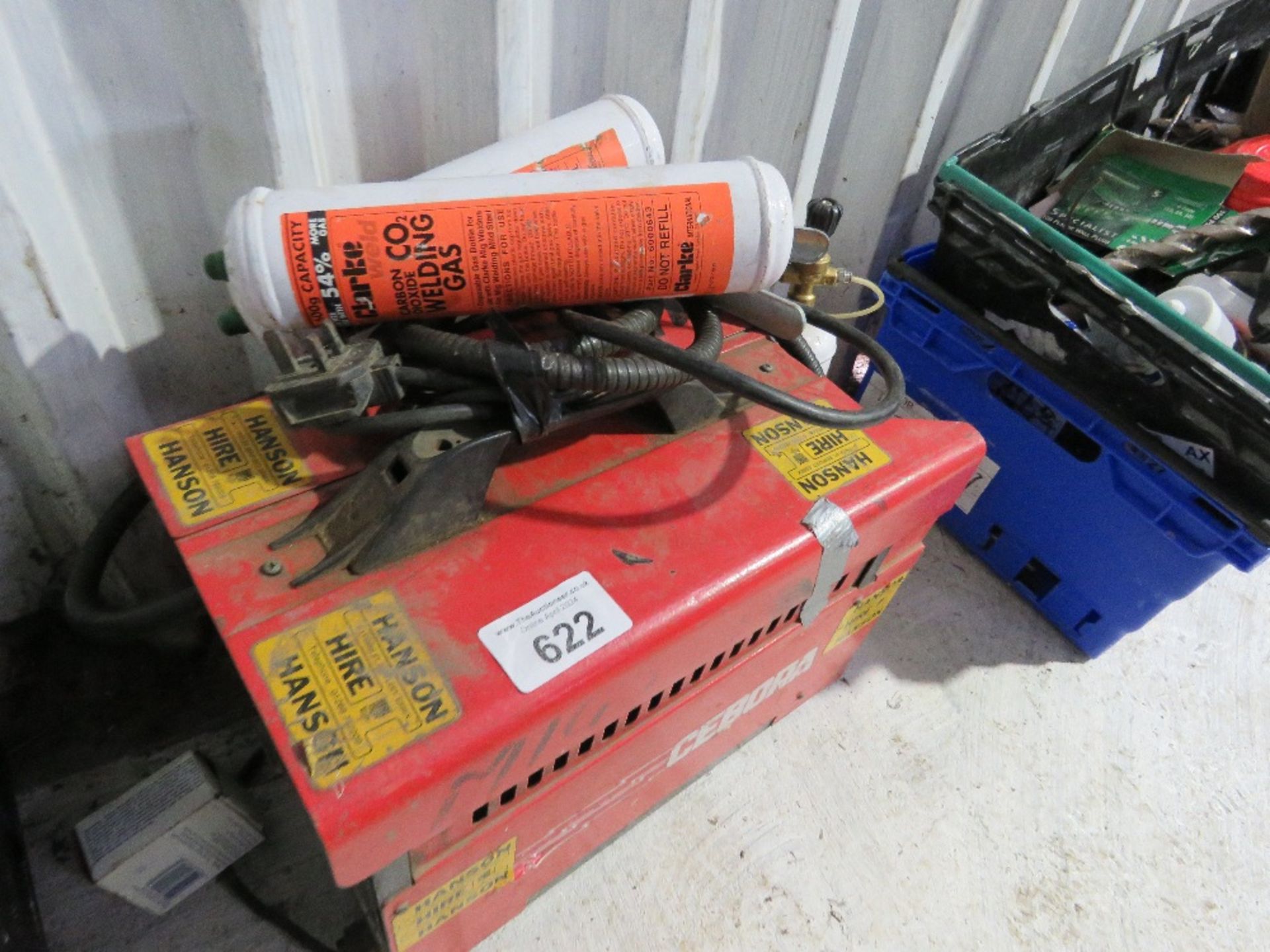 CEBORA 240VOLT MIG WEDLER PLUS SPARE GAS AS SHOWN.....THIS LOT IS SOLD UNDER THE AUCTIONEERS MARGIN