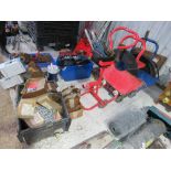 LARGE QUANTITY OF BANDING ITEMS: 3NO TROLLEYS, 5NO PLIERS, LARGE QUANTITY OF BAND AND CLIPS AS SHOWN