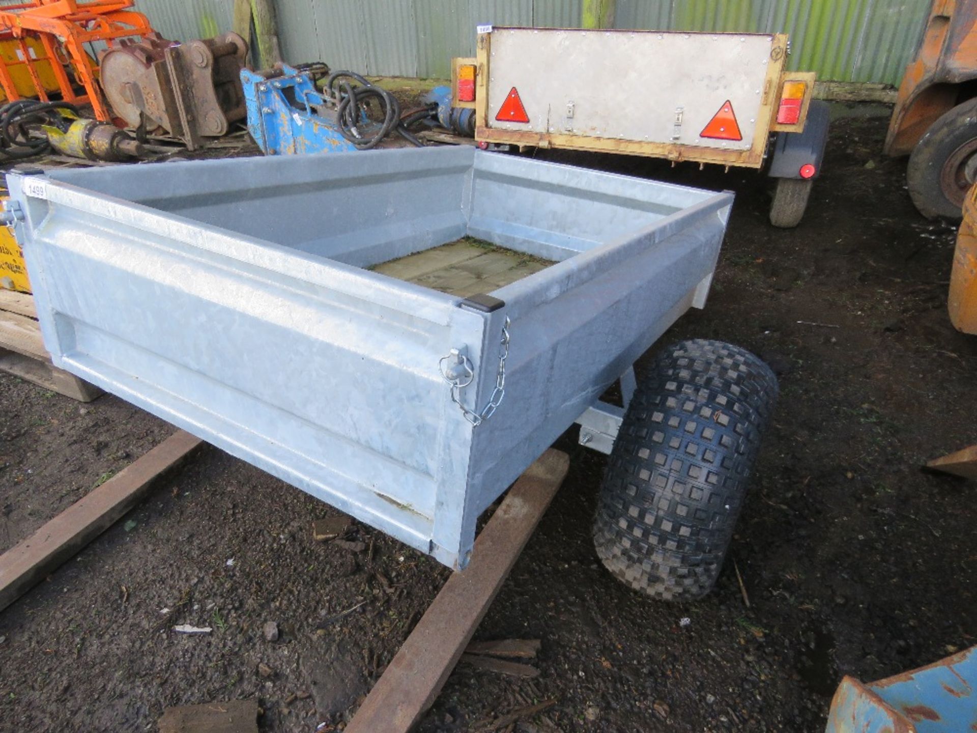 QUAD BIKE TOWED GALVANISED GENERAL PURPOSE TRAILER ON FLOATATION TYRES, 1.61MX 1M APPROX. UNUSED. - Image 5 of 5