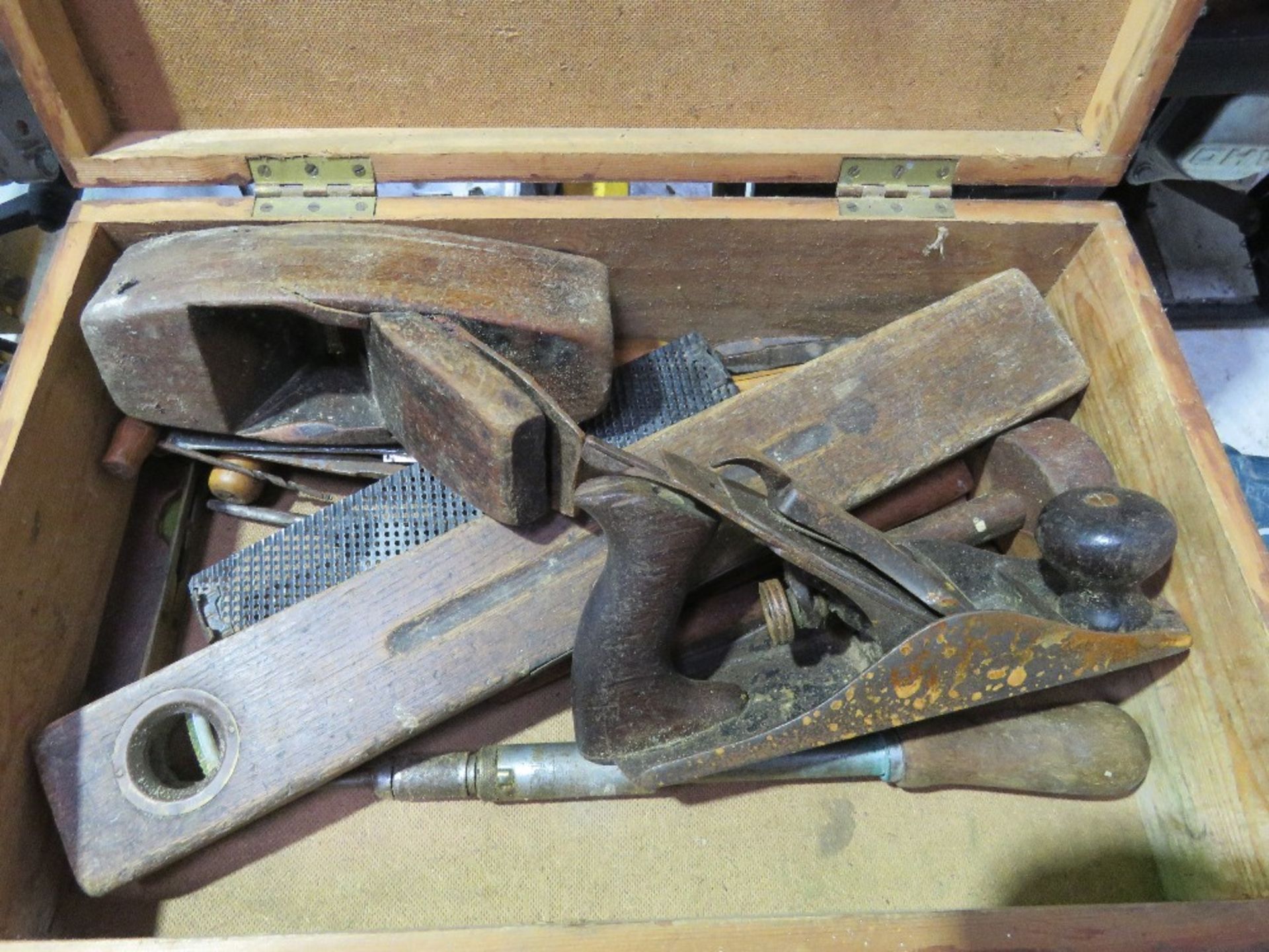 2 X WOODEN BOXES OF OLD CARPENTER'S TOOLS ETC. - Image 2 of 5